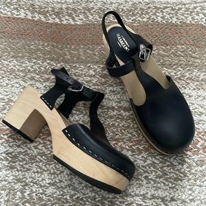 Swedish Hasbeens T-strap sandal clog